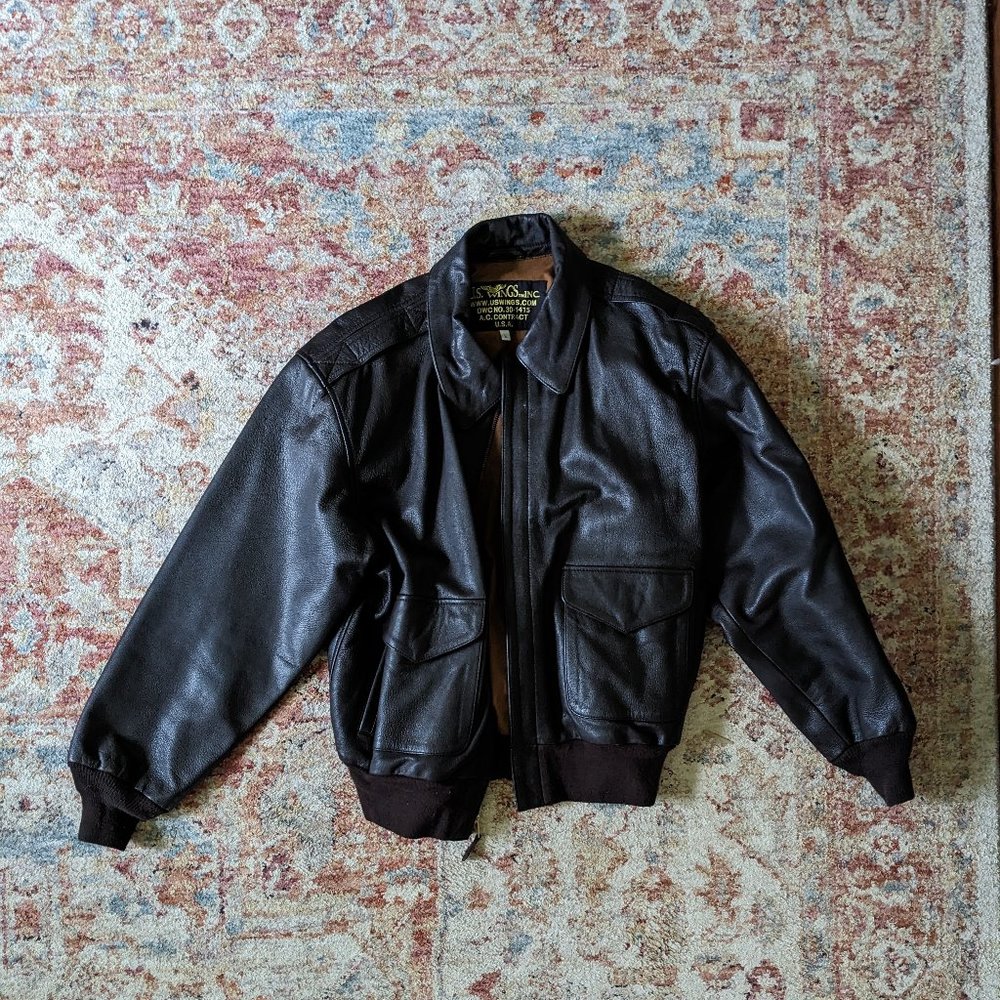 U.S. Wings 100% Goat Skin Leather Bomber Jacket